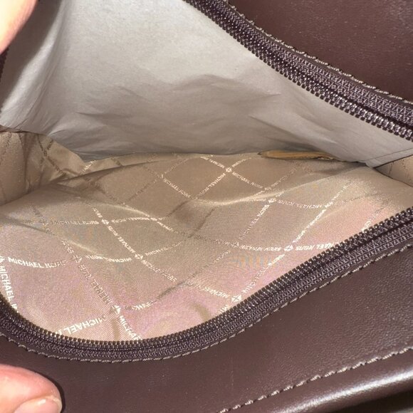 NWT MICHAEL KORS LUISA LARGE NS MESSENGER CROSSBODY BAG BROWN LEATHER $298 PURSE - Picture 8 of 8